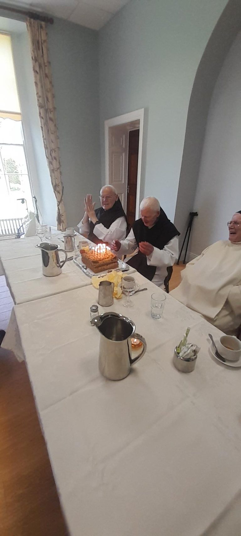 Celebrations of Dom Laurences 95th Birthday in Mount St Joseph Guest House with fellow cistercians and friends April 16th