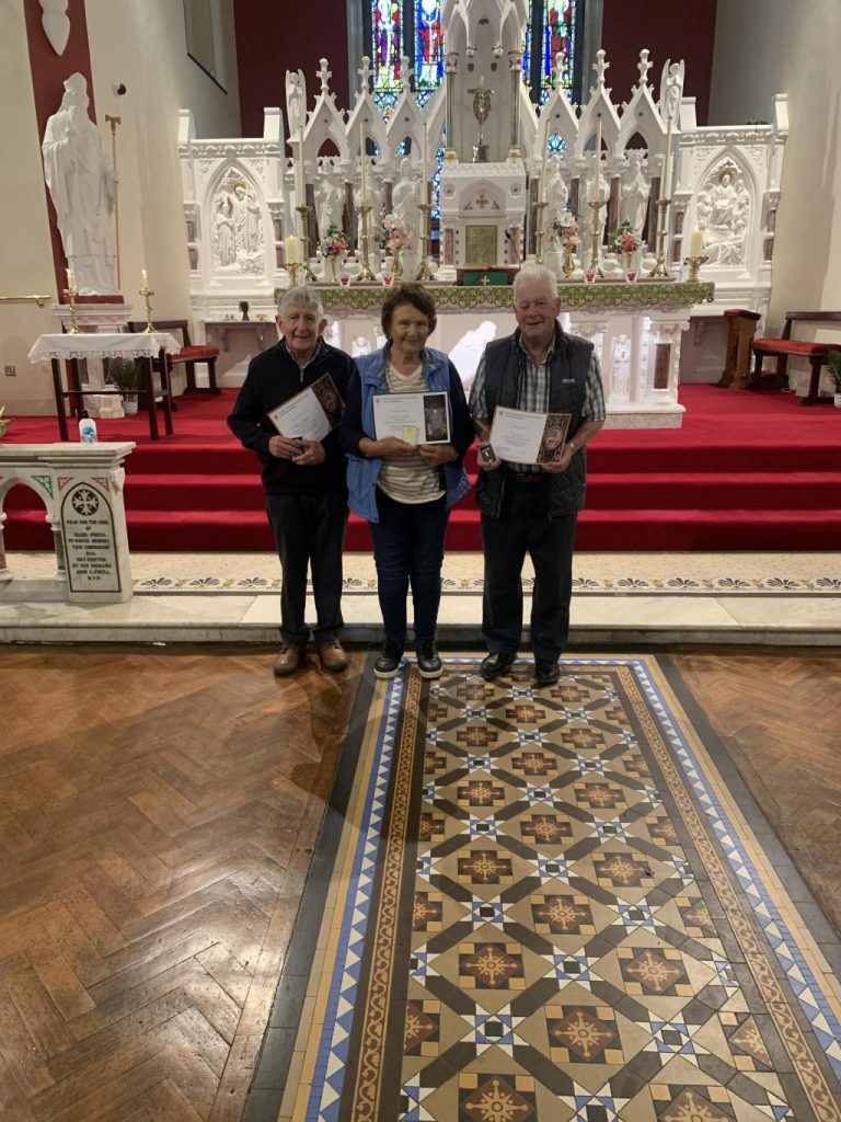 Congratulations to Patricia Creighton on receiving her silver pioneer pin and to Brian Guinan and Peadar Mulrooney on receiving their golden pioneer pins on the Feast of the Sacred Heart of Jesus.