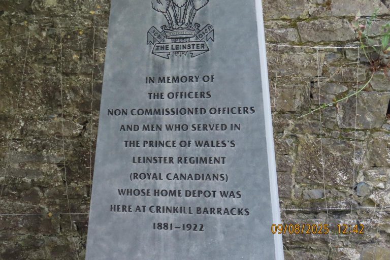 Wreath Laying Ceremony at Crinkill Leinster Regiment Saturday August 9th.