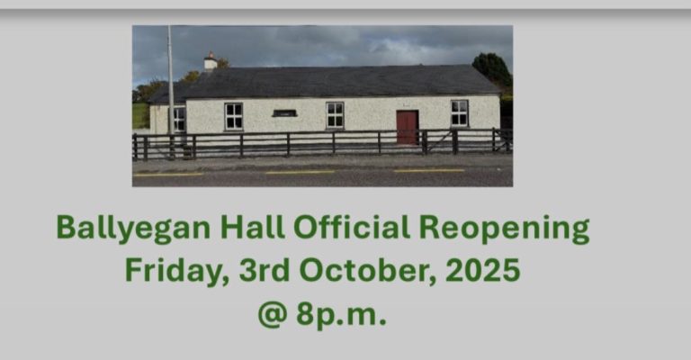 Ballyegan Hall Official Reopening Friday October 3rd
