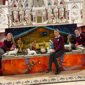 Katelyn, Chloe and Caoimhe from our TY, JP2 group helped set up the Christmas Crib in St. Brendan’s Church yesterday. Well done to the girls and their colleagues who helped with selling tickets for the draw at the parish fundraising concert of local talent on Saturday evening.